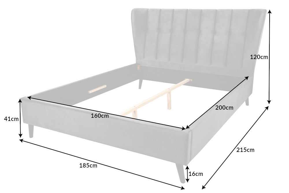 SIXTIES Modern double bed 160x200cm queen size upholstered bed