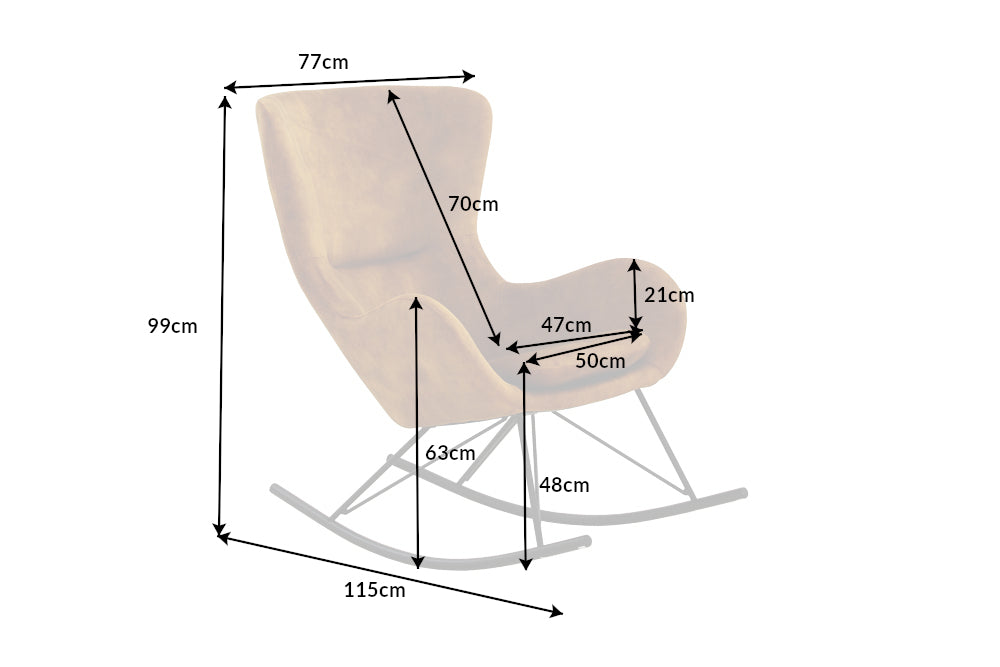 SCANDINAVIA SWING Design Schaukelstuhl senfgelb Samt Sessel