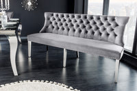 CASTLE DELUXE Design Sofabank 165cm grau Samt Löwenkopf Chesterfield Barock