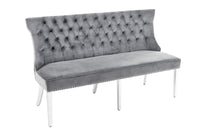 CASTLE DELUXE Design Sofabank 165cm grau Samt Löwenkopf Chesterfield Barock