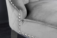 CASTLE DELUXE Design Barhocker Samt silber Edelstahl Chesterfield