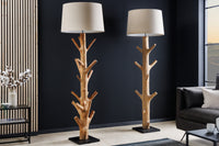 Design Stehlampe TREE NATURE 180cm Massivholz Leinenschirm handmade