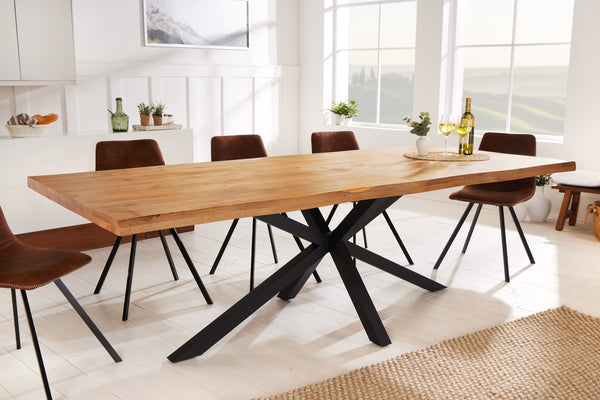 GALAXIE design dining table natural oak solid wood star frame tree edge