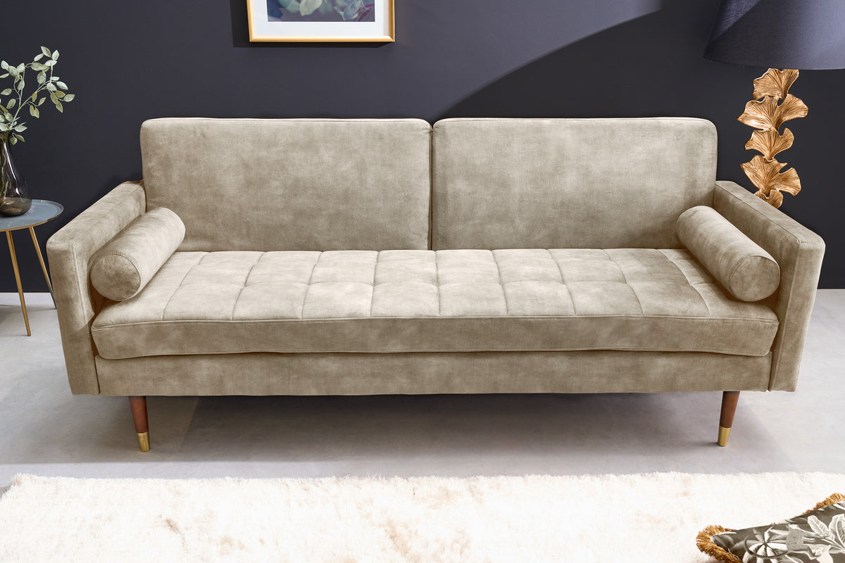 COUTURE Modernes Schlafsofa 196cm Microvelours 3-Sitzer Couch Bettfunktion ink. Kissen