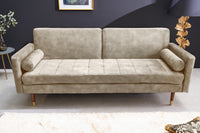 COUTURE Modern sofa bed 196cm microvelours 3-seater couch bed function incl. Pillow