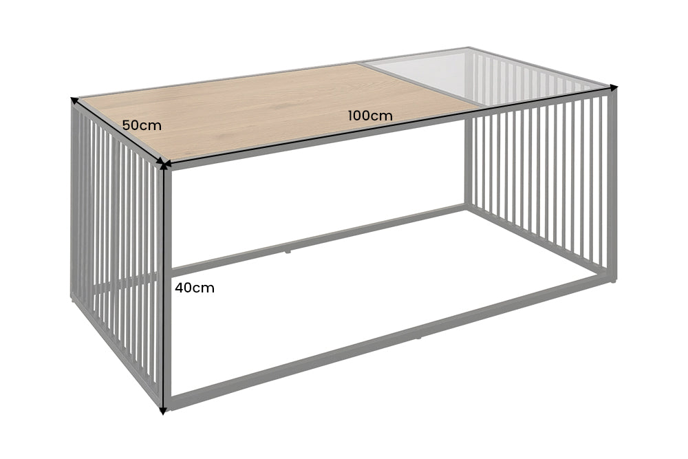 ARCHITECTURE design coffee table 100cm black wild oak smoked glass metal