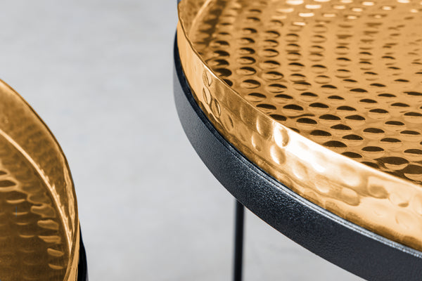ELEMENTS Design 2er Set Beistelltisch 55cm gold handmade rund