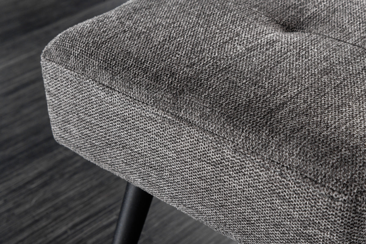 BOUTIQUE Design Sitzbank 100cm grau Strukturstoff schwarze Metallbeine