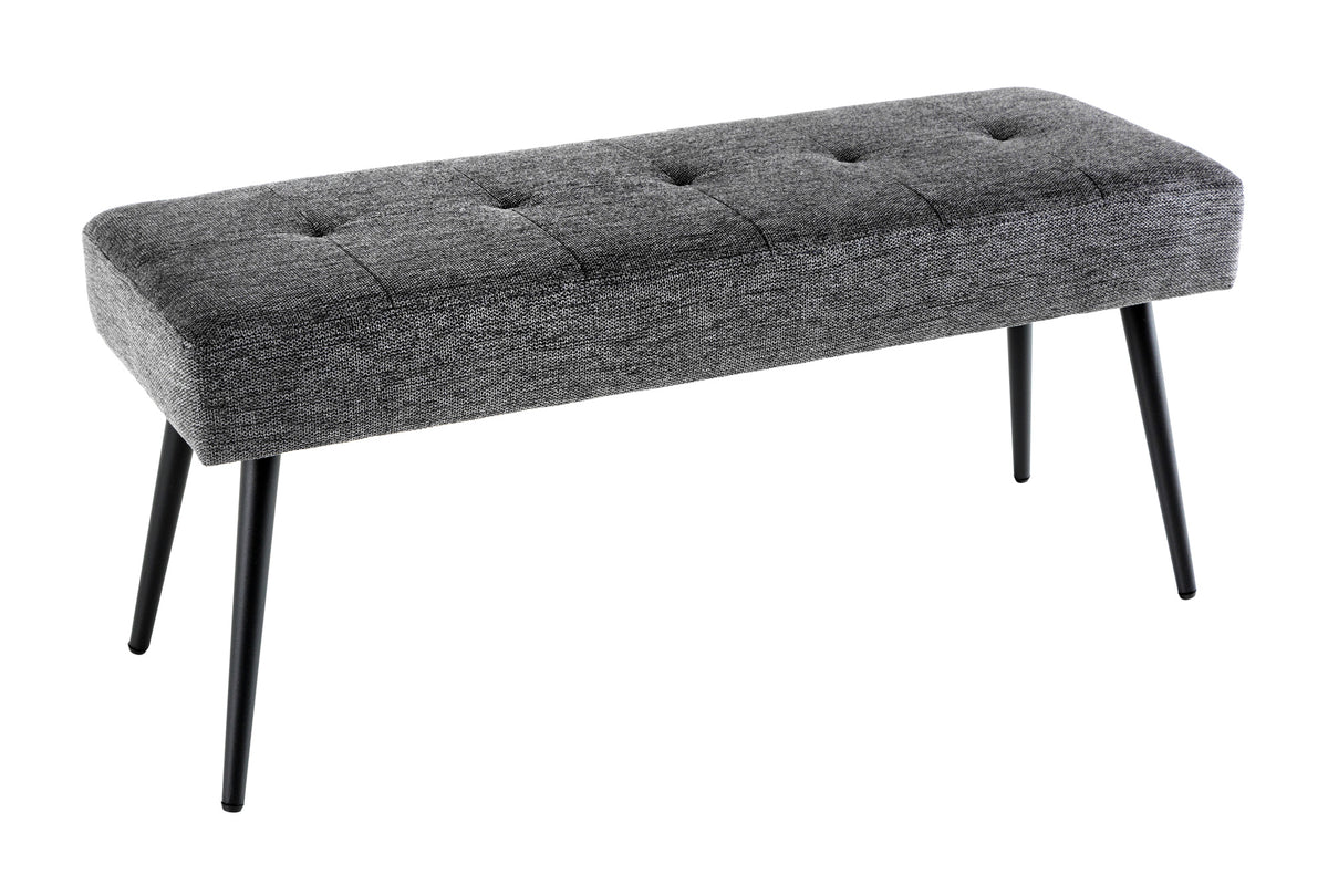 BOUTIQUE design bench 100cm gray textured fabric black metal legs