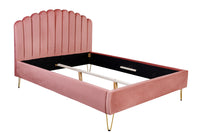 PEARL design upholstered bed 140x200cm old pink velvet shell bed