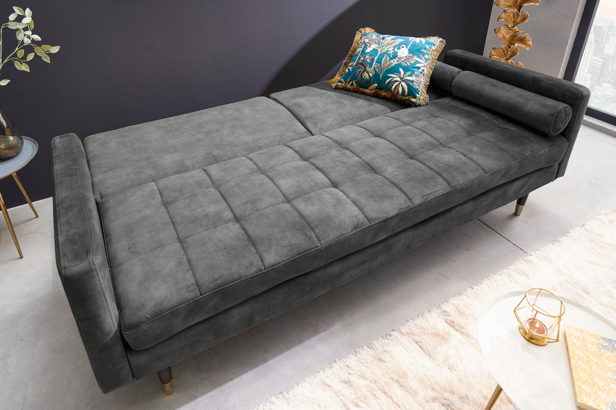 COUTURE Modernes Schlafsofa 196cm Microvelours 3-Sitzer Couch Bettfunktion ink. Kissen