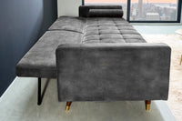 COUTURE Modernes Schlafsofa 196cm Microvelours 3-Sitzer Couch Bettfunktion ink. Kissen