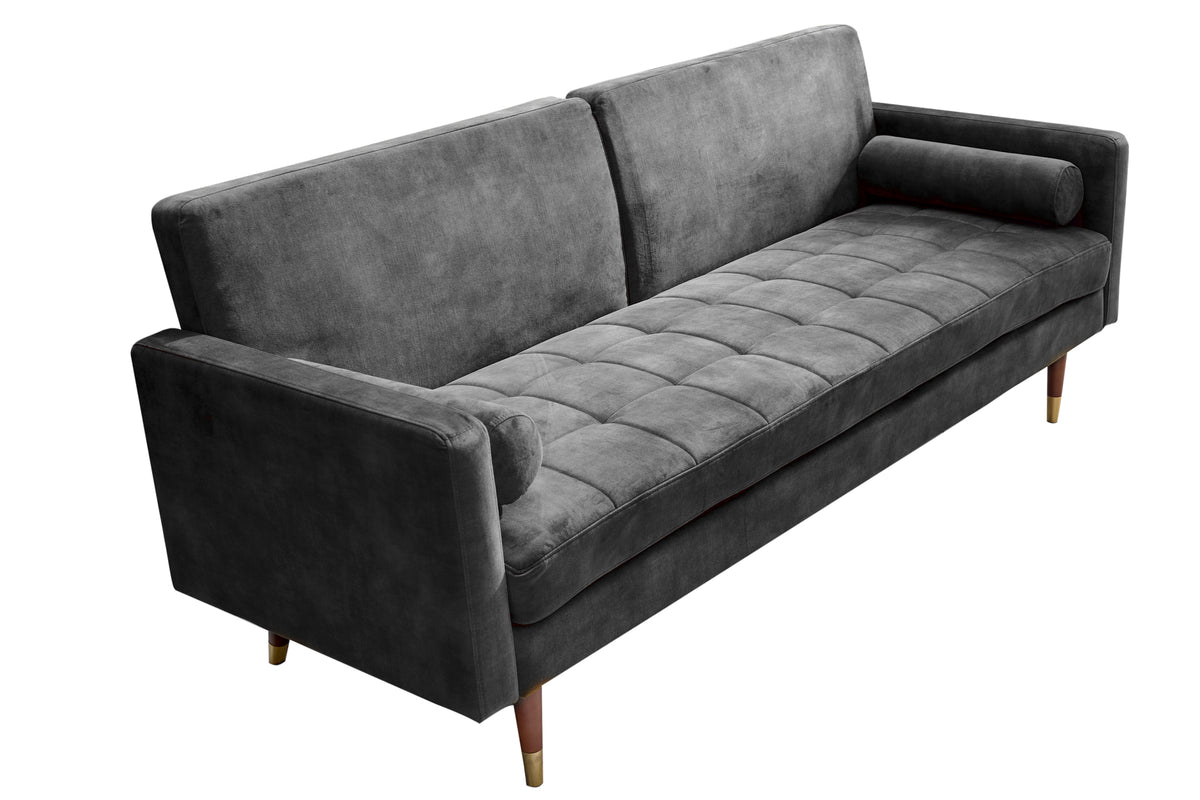 COUTURE Modernes Schlafsofa 196cm Microvelours 3-Sitzer Couch Bettfunktion ink. Kissen