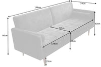 COUTURE Modern sofa bed 196cm microvelours 3-seater couch bed function incl. Pillow