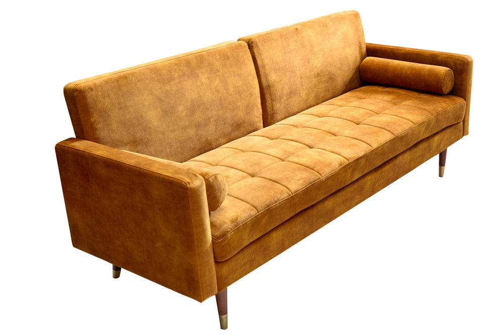 COUTURE Modernes Schlafsofa 196cm Microvelours 3-Sitzer Couch Bettfunktion ink. Kissen