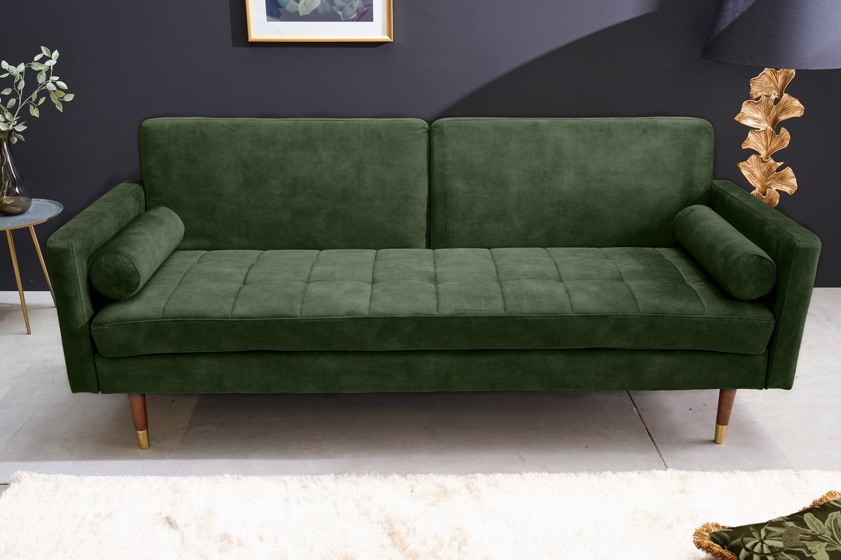 COUTURE Modern sofa bed 196cm microvelours 3-seater couch bed function incl. Pillow