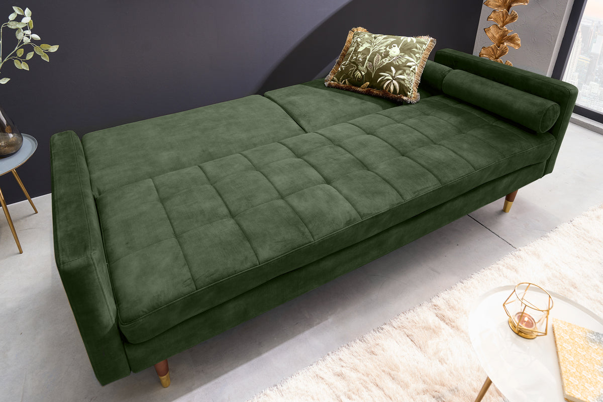 COUTURE Modern sofa bed 196cm microvelours 3-seater couch bed function incl. Pillow