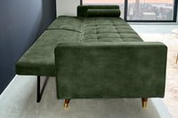 COUTURE Modernes Schlafsofa 196cm Microvelours 3-Sitzer Couch Bettfunktion ink. Kissen