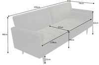 COUTURE Modern sofa bed 196cm microvelours 3-seater couch bed function incl. Pillow