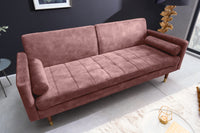 COUTURE Modernes Schlafsofa 196cm Microvelours 3-Sitzer Couch Bettfunktion ink. Kissen