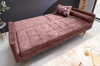 COUTURE Modernes Schlafsofa 196cm Microvelours 3-Sitzer Couch Bettfunktion ink. Kissen