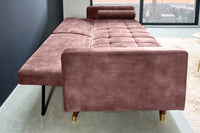 COUTURE Modern sofa bed 196cm microvelours 3-seater couch bed function incl. Pillow