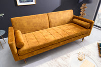 COUTURE Modernes Schlafsofa 196cm Microvelours 3-Sitzer Couch Bettfunktion ink. Kissen