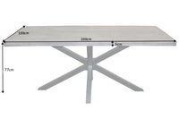 GALAXIE Solid industrial dining table 200cm gray anthracite mango wood sandblasted metal