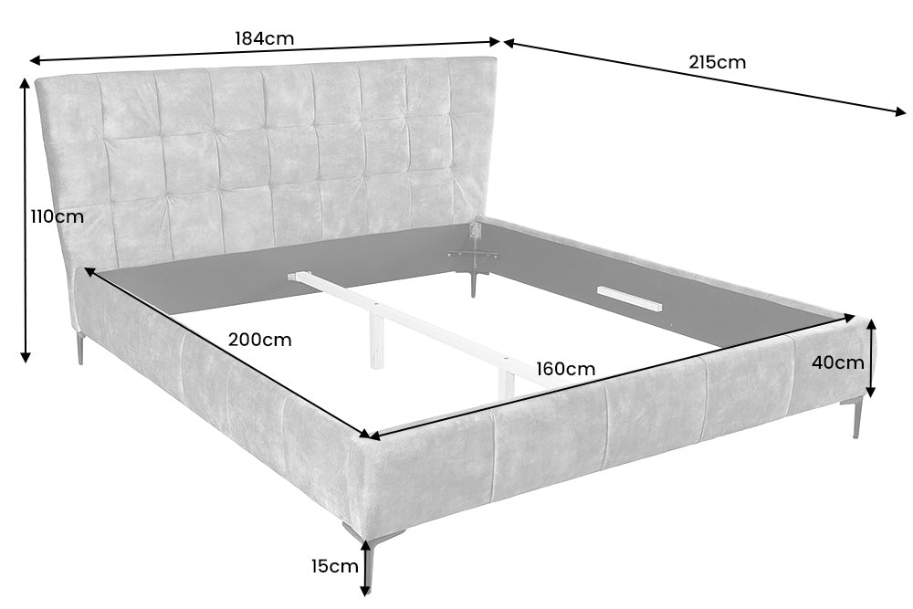 BOUTIQUE Design Doppelbett 160x200cm petrol Samt Queensize Bettgestell