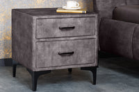 EXTRAVAGANCIA Elegant bedside table 47cm silver gray velvet night dresser with drawer