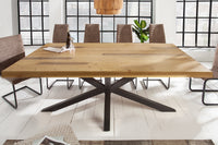 GALAXIE solid wood dining table 200cm vintage brown pine recycled industrial design