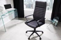 LAZIO Höhenverstellbarer Bürostuhl schwarz Kunstleder Armlehnen Chefsessel