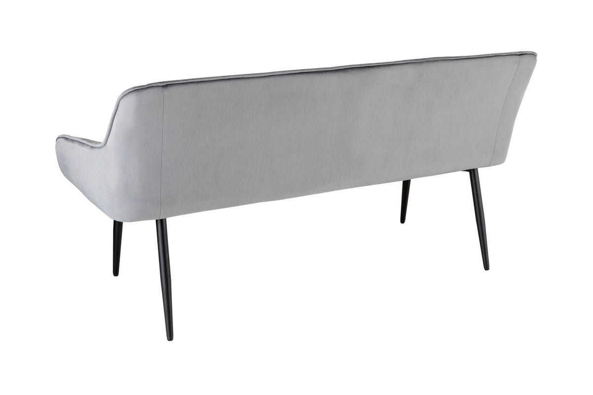 TURIN design bench 160cm velvet black metal legs armrest