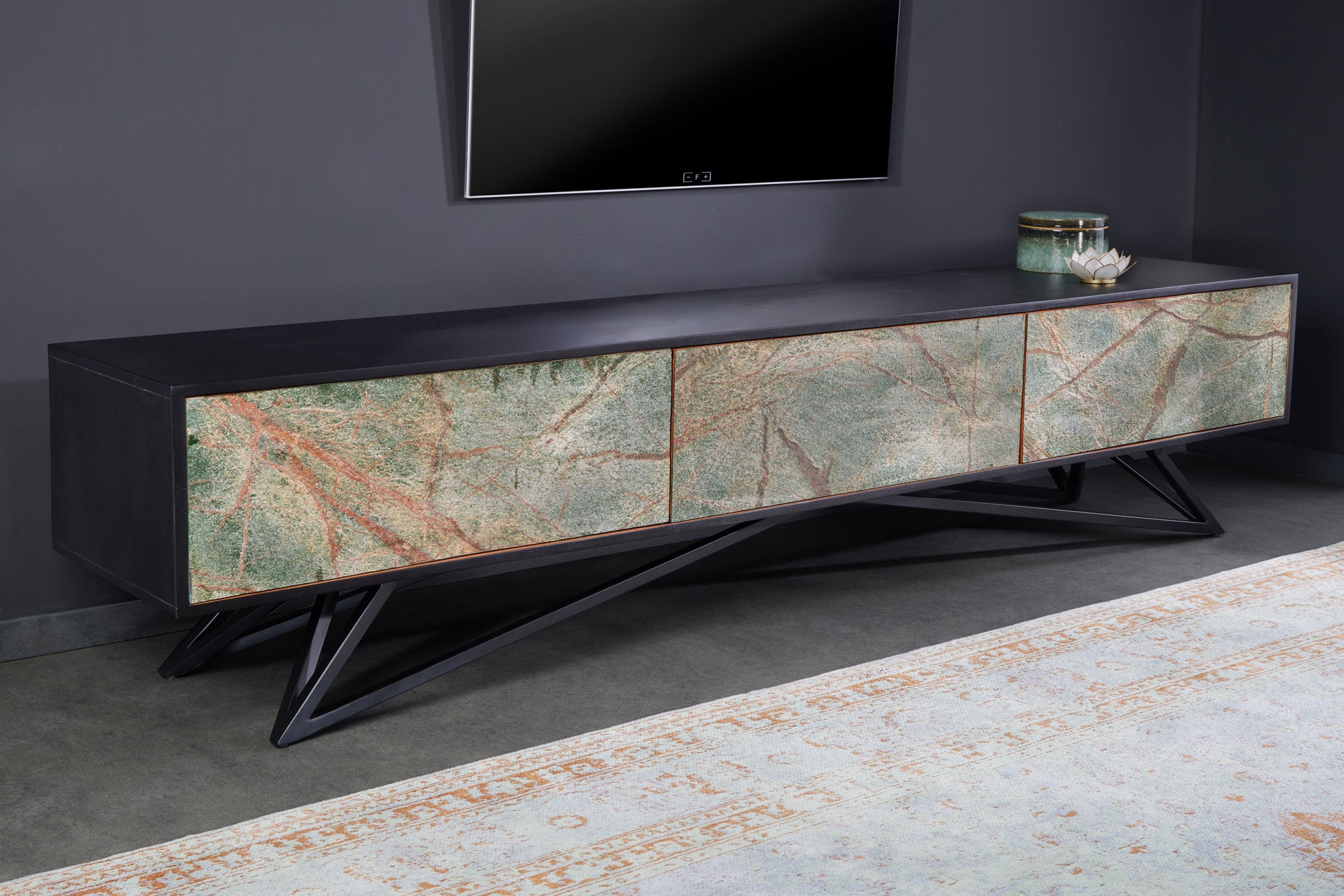MOUNTAIN SOUL design TV board 200cm hanging/standing marble acacia