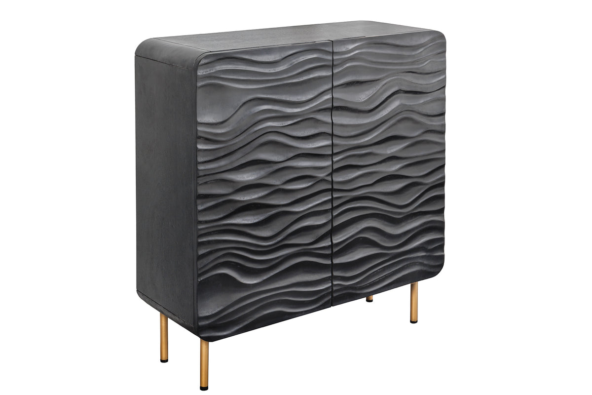 WAVE Design Highboard 120cm schwarz mattgold Mango Massivholz