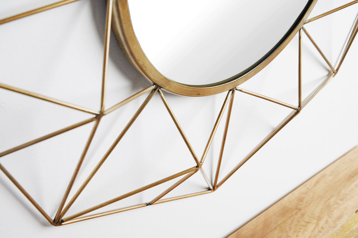 DIAMOND XL Handgearbeiteter Spiegel messing aus Eisen im Retro Design