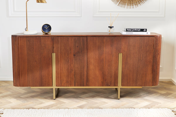 GATSBY design sideboard 160cm brown matt gold mango wood retro