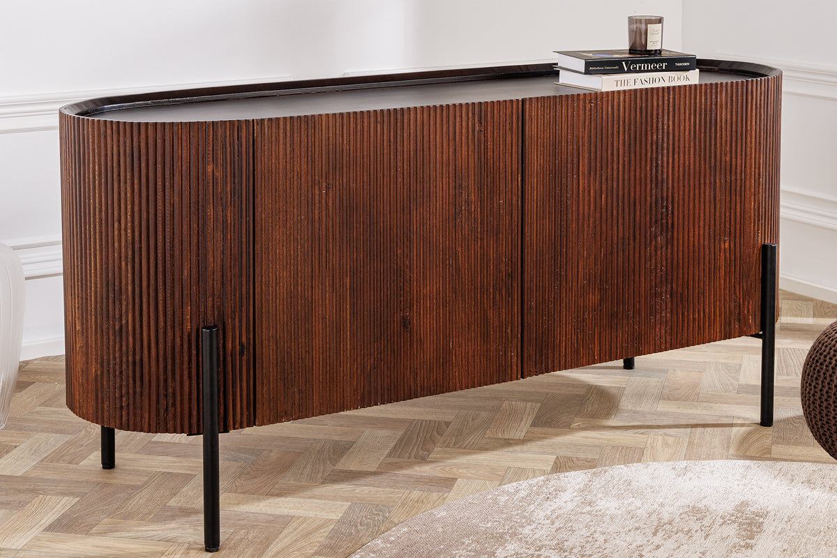 GATSBY Massivholz Sideboard 150cm dunkelbraun Mango Retro Design