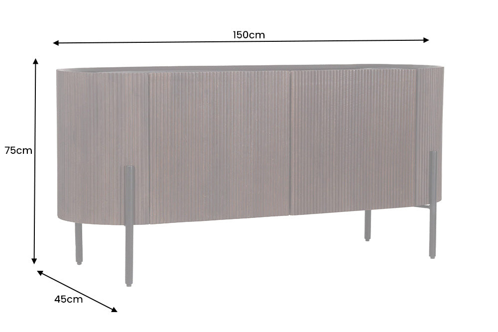 GATSBY Massivholz Sideboard 150cm dunkelbraun Mango Retro Design