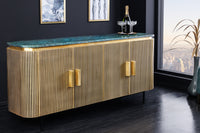 VENEZIANO design sideboard 160cm brass green marble top mango wood retro