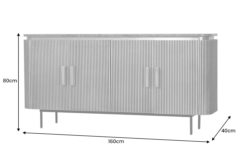 VENEZIANO Design Sideboard 160cm messing grün Marmorplatte Mangoholz Retro