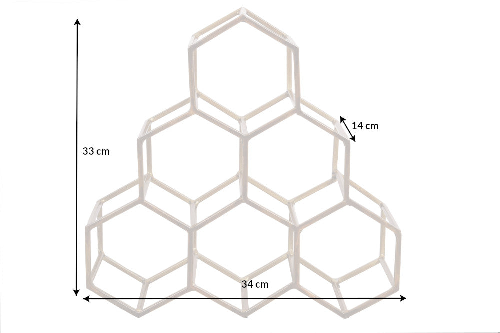 Filigranes Design Weinregal HONEYCOMB 35cm gold Metall Handarbeit