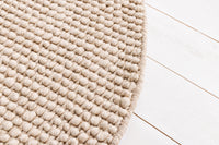 Design Teppich WOOL 150cm beige rund Wolle Handarbeit