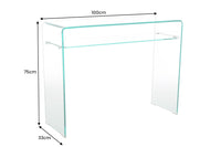 FANTOME Design Konsolentisch 100cm Glas transparent mit Ablage