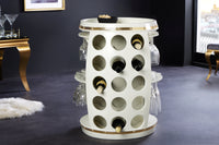 BODEGA WHITE Design Weinfass 70cm weiß gold Pinie Flaschen Gläseraufhängung