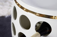 BODEGA WHITE Design Weinfass 70cm weiß gold Pinie Flaschen Gläseraufhängung