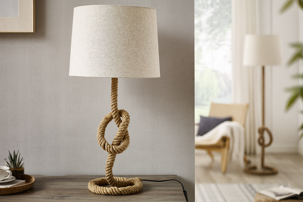 EUPHORIA Handcrafted driftwood table lamp 45cm beige with linen shade