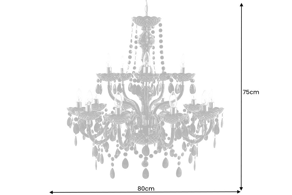 Design Kronleuchter CRYSTAL XL 80cm klar Acryl 15-armig Lüster