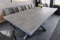 GALAXIE Massiver Industrial Esstisch 200cm grau anthrazit Mangoholz sandgestrahlt Metall