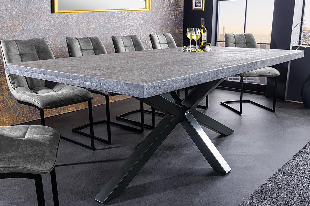 GALAXIE Massiver Industrial Esstisch 200cm grau anthrazit Mangoholz sa – Sitheim